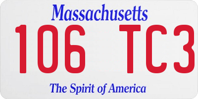 MA license plate 106TC3