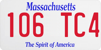 MA license plate 106TC4