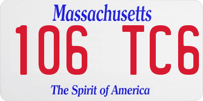 MA license plate 106TC6