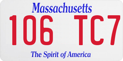 MA license plate 106TC7