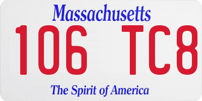 MA license plate 106TC8