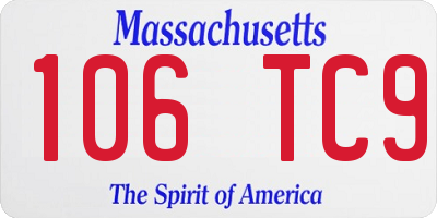 MA license plate 106TC9