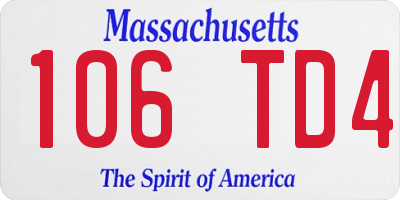MA license plate 106TD4