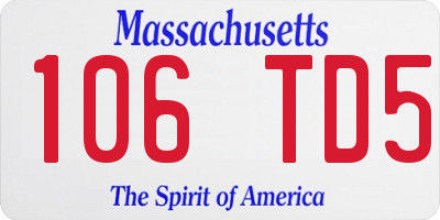 MA license plate 106TD5