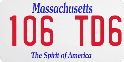 MA license plate 106TD6