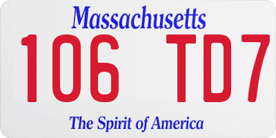MA license plate 106TD7