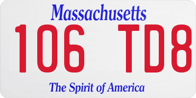 MA license plate 106TD8