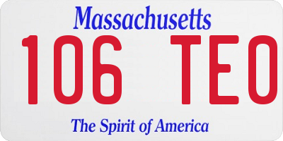 MA license plate 106TE0