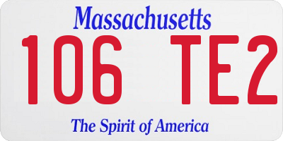 MA license plate 106TE2