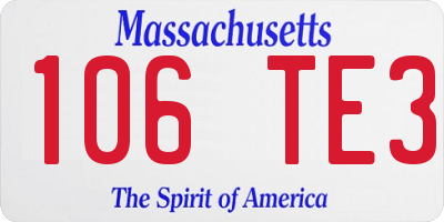 MA license plate 106TE3