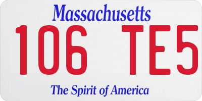 MA license plate 106TE5