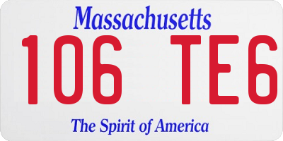 MA license plate 106TE6