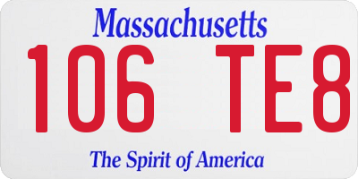 MA license plate 106TE8