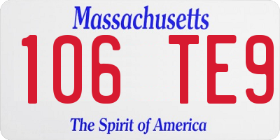 MA license plate 106TE9