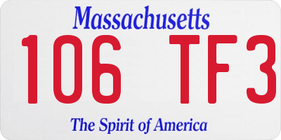 MA license plate 106TF3