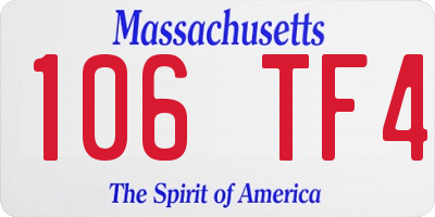 MA license plate 106TF4