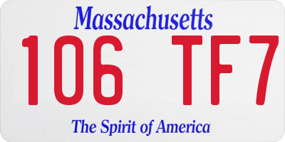 MA license plate 106TF7