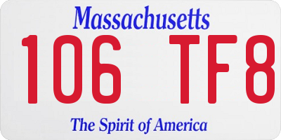MA license plate 106TF8