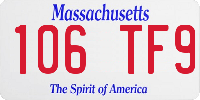 MA license plate 106TF9