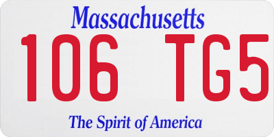 MA license plate 106TG5