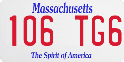 MA license plate 106TG6