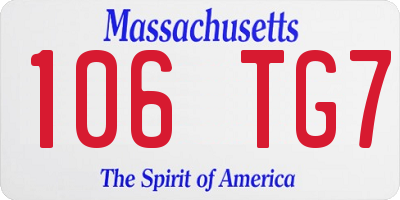MA license plate 106TG7