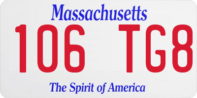 MA license plate 106TG8