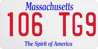 MA license plate 106TG9