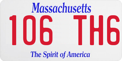 MA license plate 106TH6