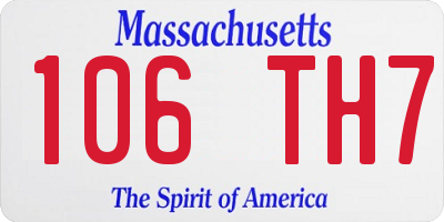 MA license plate 106TH7