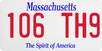 MA license plate 106TH9