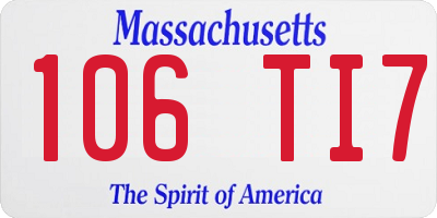 MA license plate 106TI7