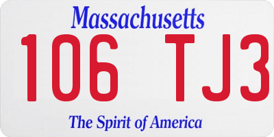 MA license plate 106TJ3