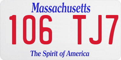 MA license plate 106TJ7