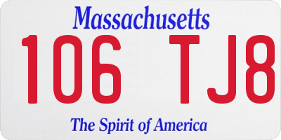 MA license plate 106TJ8