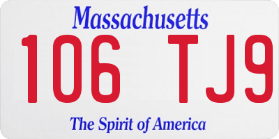 MA license plate 106TJ9