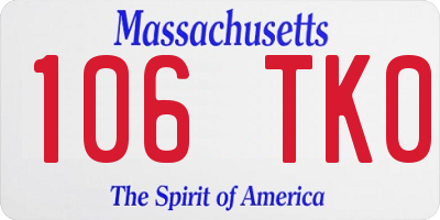 MA license plate 106TK0