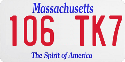 MA license plate 106TK7