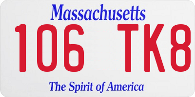 MA license plate 106TK8