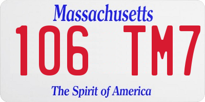 MA license plate 106TM7
