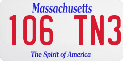 MA license plate 106TN3