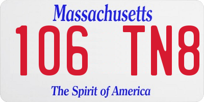 MA license plate 106TN8