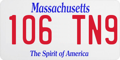 MA license plate 106TN9