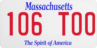 MA license plate 106TO0