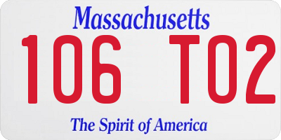 MA license plate 106TO2