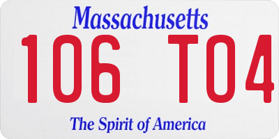 MA license plate 106TO4