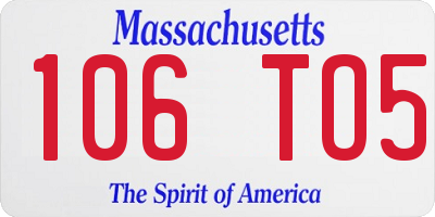 MA license plate 106TO5