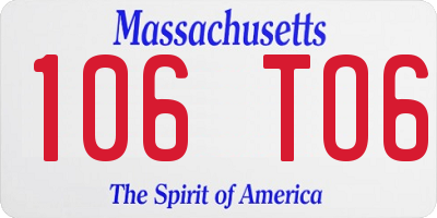 MA license plate 106TO6