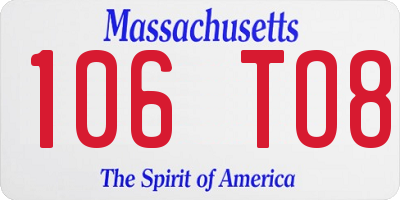 MA license plate 106TO8