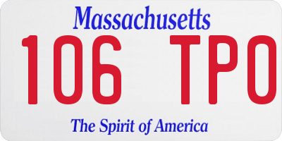 MA license plate 106TP0